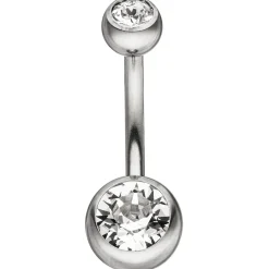 Bauchnabel Piercing aus Edelstahl mit Swarovski Element weiß Ø7,9mm Damen