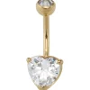 Bauchnabel Piercing, Herz aus Zirkonia weiß, Edelstahl mit Goldfarbe, Damen