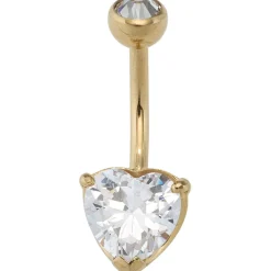 Bauchnabel Piercing, Herz aus Zirkonia weiß, Edelstahl mit Goldfarbe, Damen