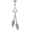 Bauchnabelpiercing Piercing aus Edelstahl, 2 Feder & Swarovski-Element weiß
