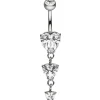 Bauchnabelpiercing Piercing aus Edelstahl mit Zirkonia Herzen Herz-Form weiß