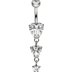 Bauchnabelpiercing Piercing aus Edelstahl mit Zirkonia Herzen Herz-Form weiß
