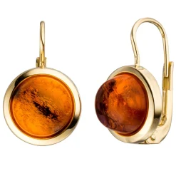 Boutons Ohrhänger 10,4x16,5mm Bernstein braun-orange Halbkugel 333 Gelbgold