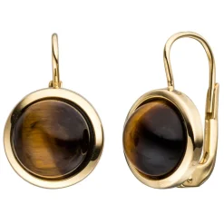 Boutons Ohrhänger 10,4x16,1mm mit Tigerauge braun Halbkugel 333 Gelbgold