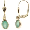 Boutons Ohrhänger 5,2x22,6mm Ohrringe aus 585 Gold Gelbgold Smaragd oval Damen