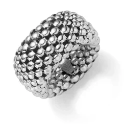 Breiter Himbeer Ring Damenring elastisch aus 585 Gold Weißgold stretch flexibel