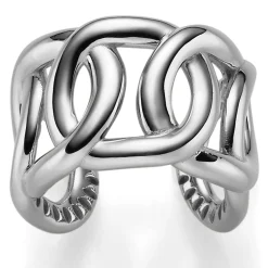 Breiter offener Ring Damenring aus 585 Gold Weißgold Breite 17mm