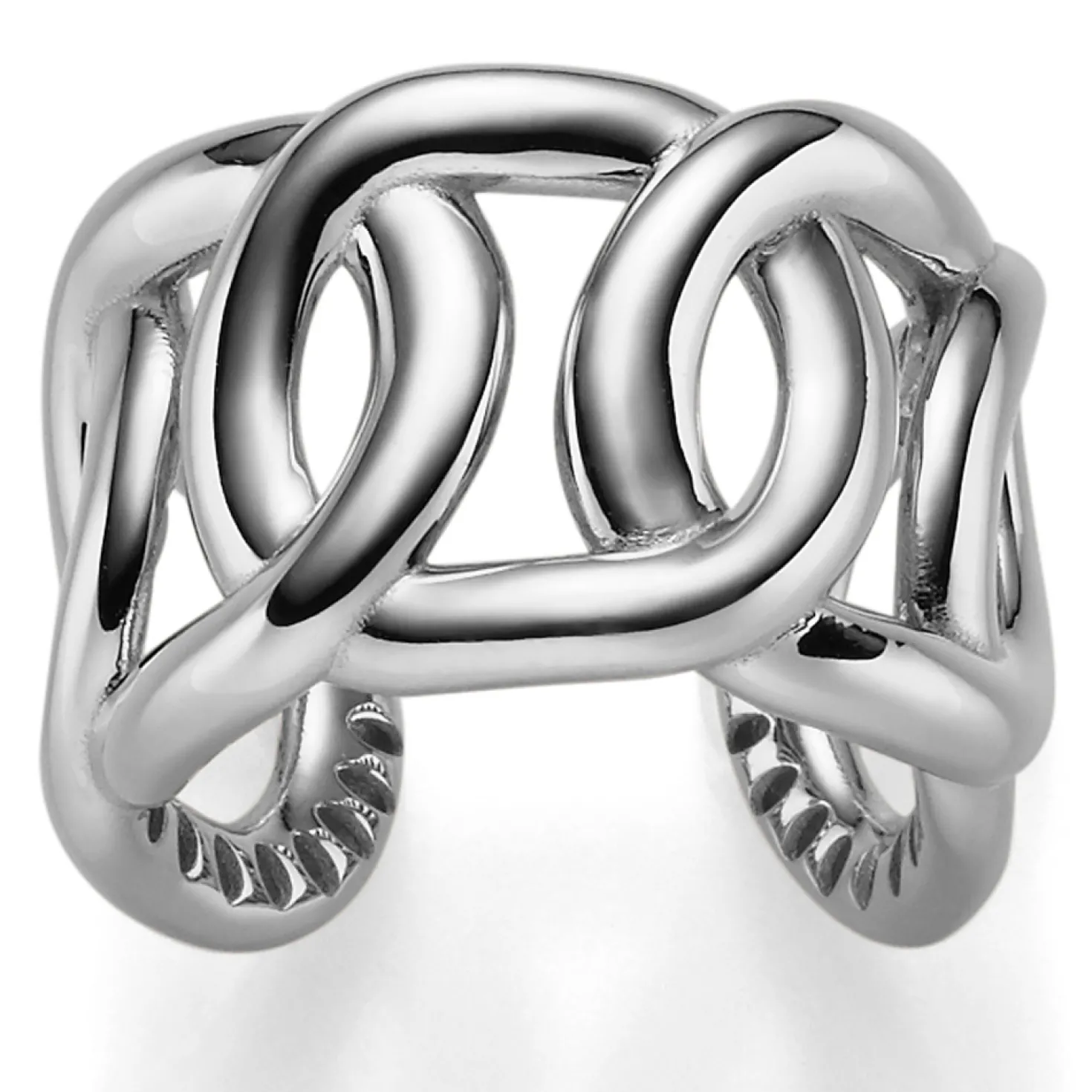 Breiter offener Ring Damenring aus 585 Gold Weißgold Breite 17mm
