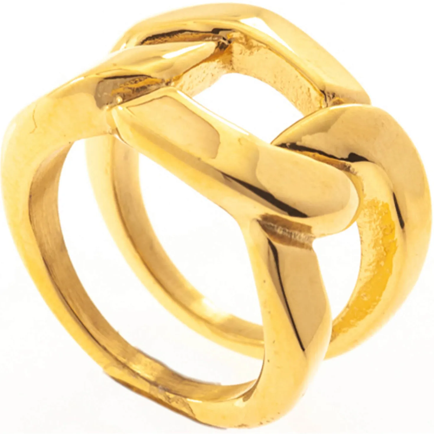 Breiter Ring aus Edelstahl gelbgoldfarben beschichtet B: 14,5mm