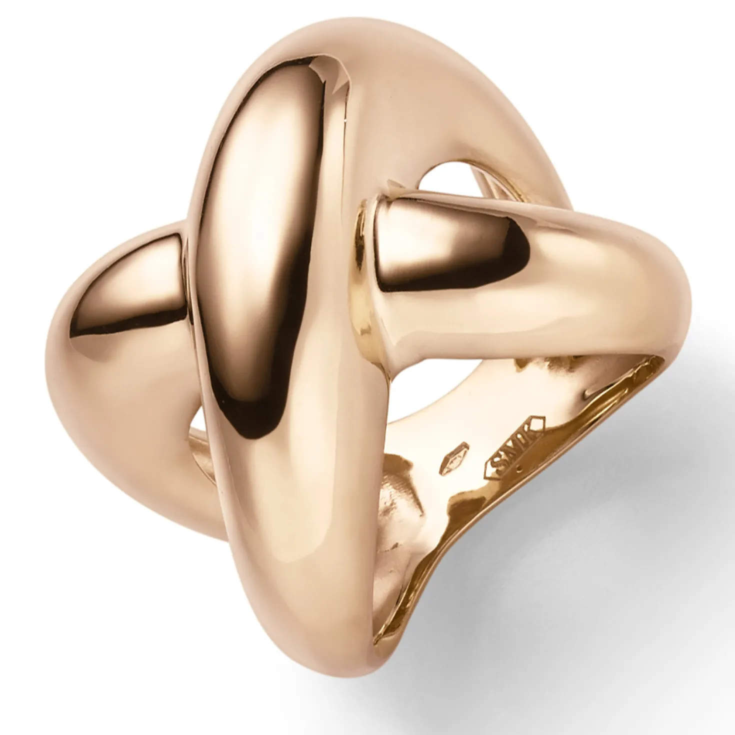 Breiter Ring aus 585 Gold Rotgold Breite 19,5mm gewölbt gekreuzt