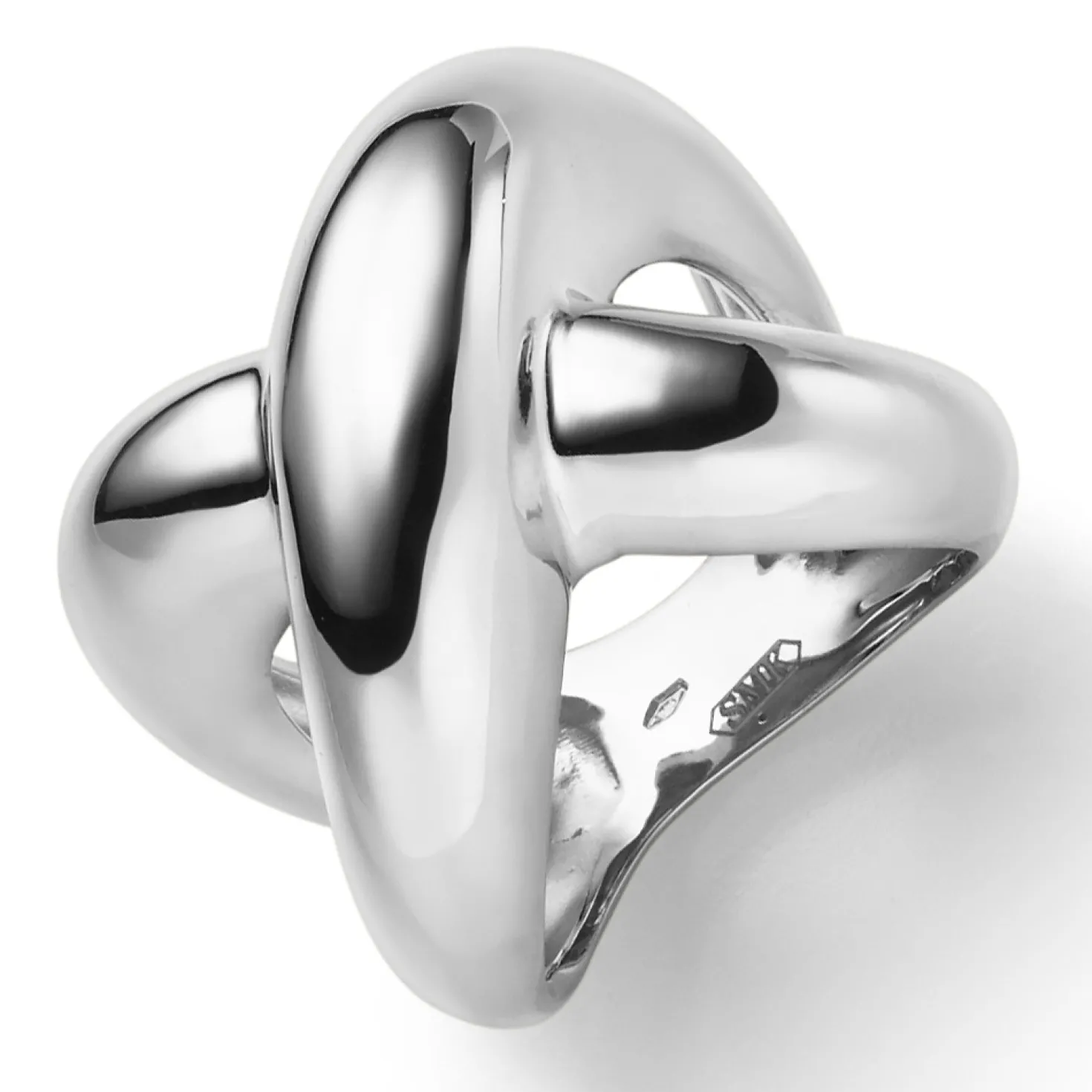 Breiter Ring aus 585 Gold Weißgold Breite 19,5mm gewölbt gekreuzt