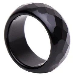 Breiter Ring aus Onyx schwarz schlicht facettiert Onyxring Fingerring