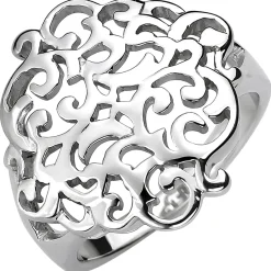 Breiter Ring aus 925 Silber Fingerring mit Ornament B: 19,5mm Damen