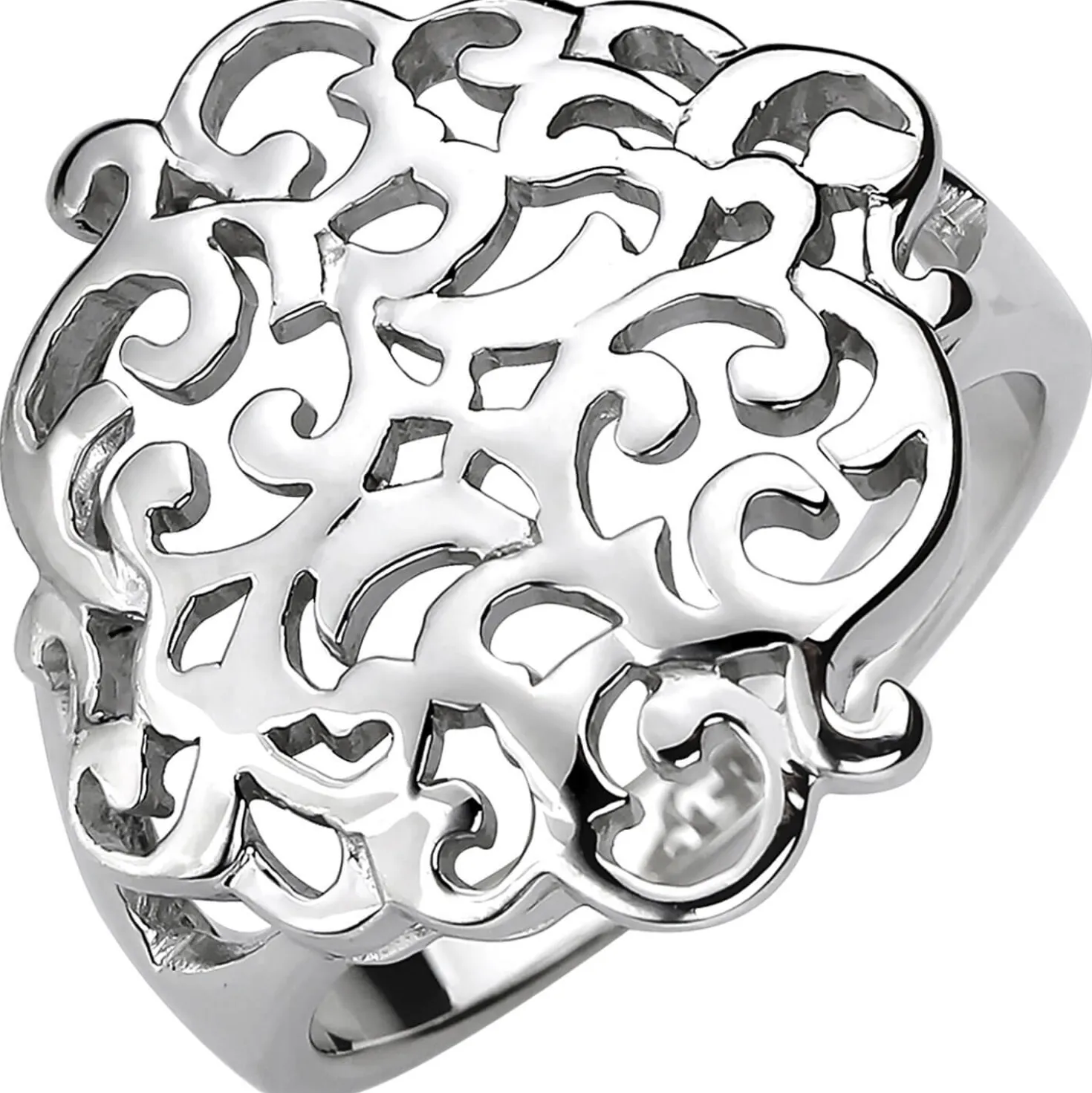 Breiter Ring aus 925 Silber Fingerring mit Ornament B: 19,5mm Damen