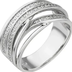 Breiter Ring aus 925 Silber mit 73 Zirkonia weiß Silberring Fingerring Damen