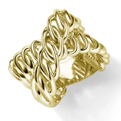 Breiter Ring Damenring aus 585 Gold Gelbgold Breite 18mm gekreuzt