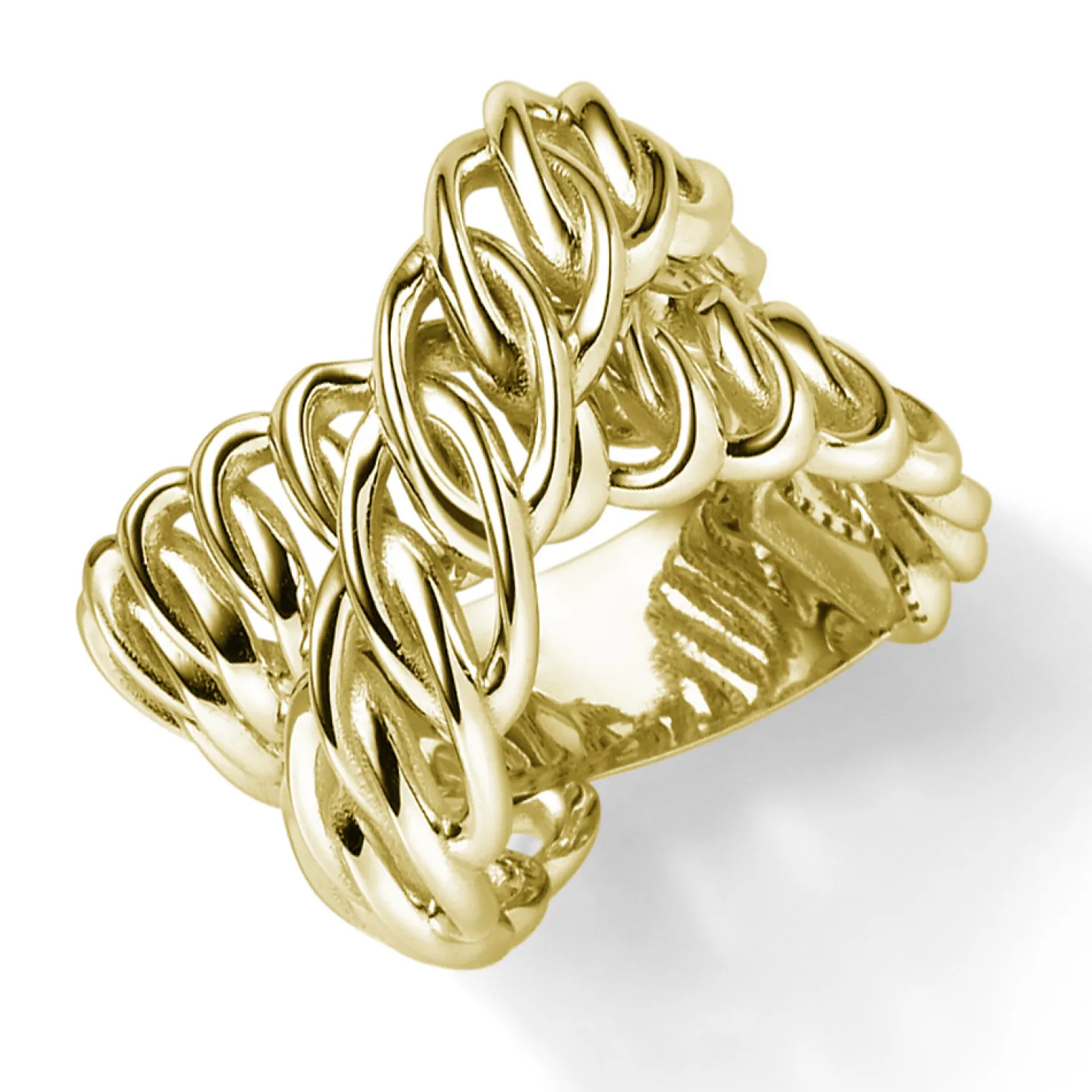Breiter Ring Damenring aus 585 Gold Gelbgold Breite 18mm gekreuzt