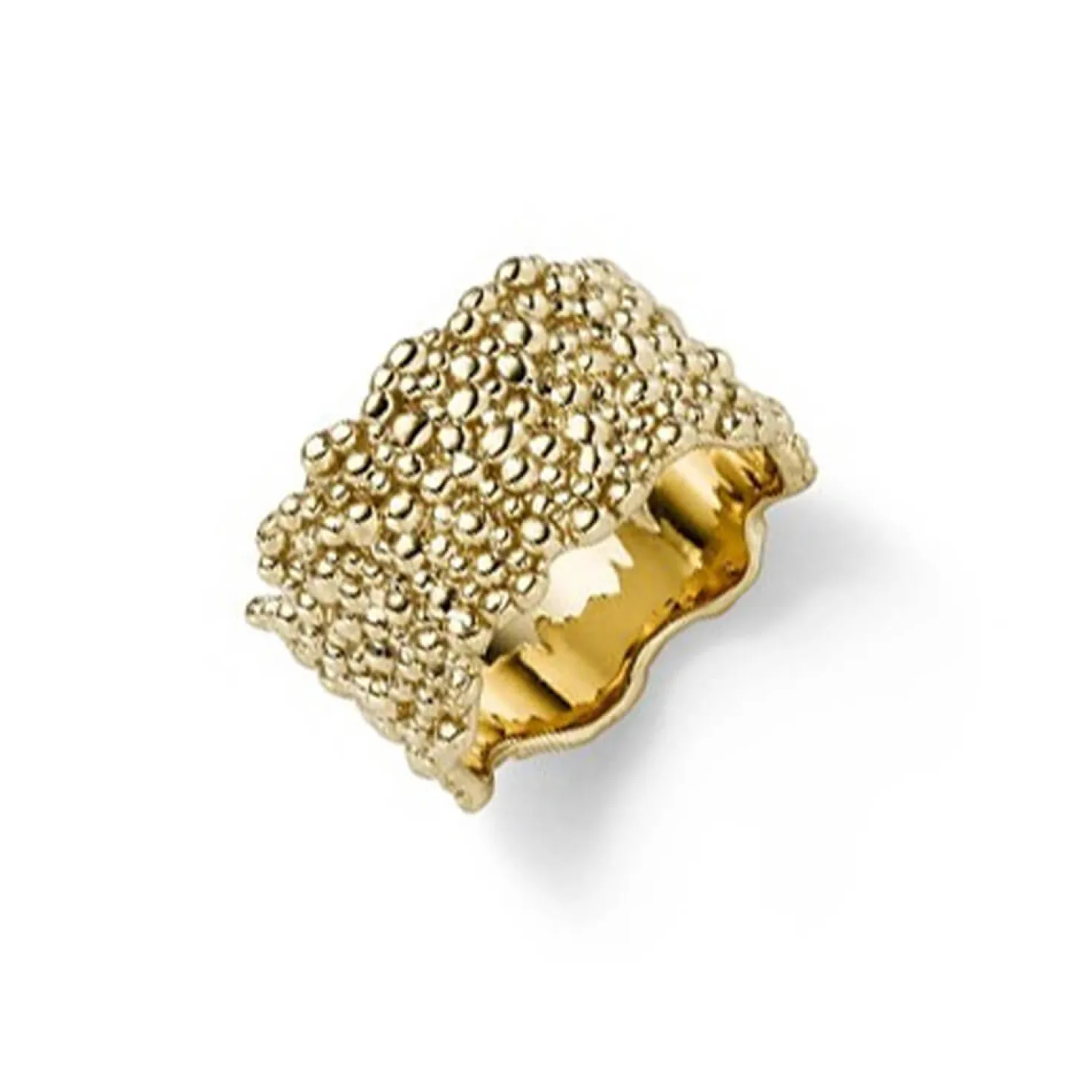 Breiter Ring Damenring aus 585 Gold Gelbgold Fingerring gewellt 11mm breit