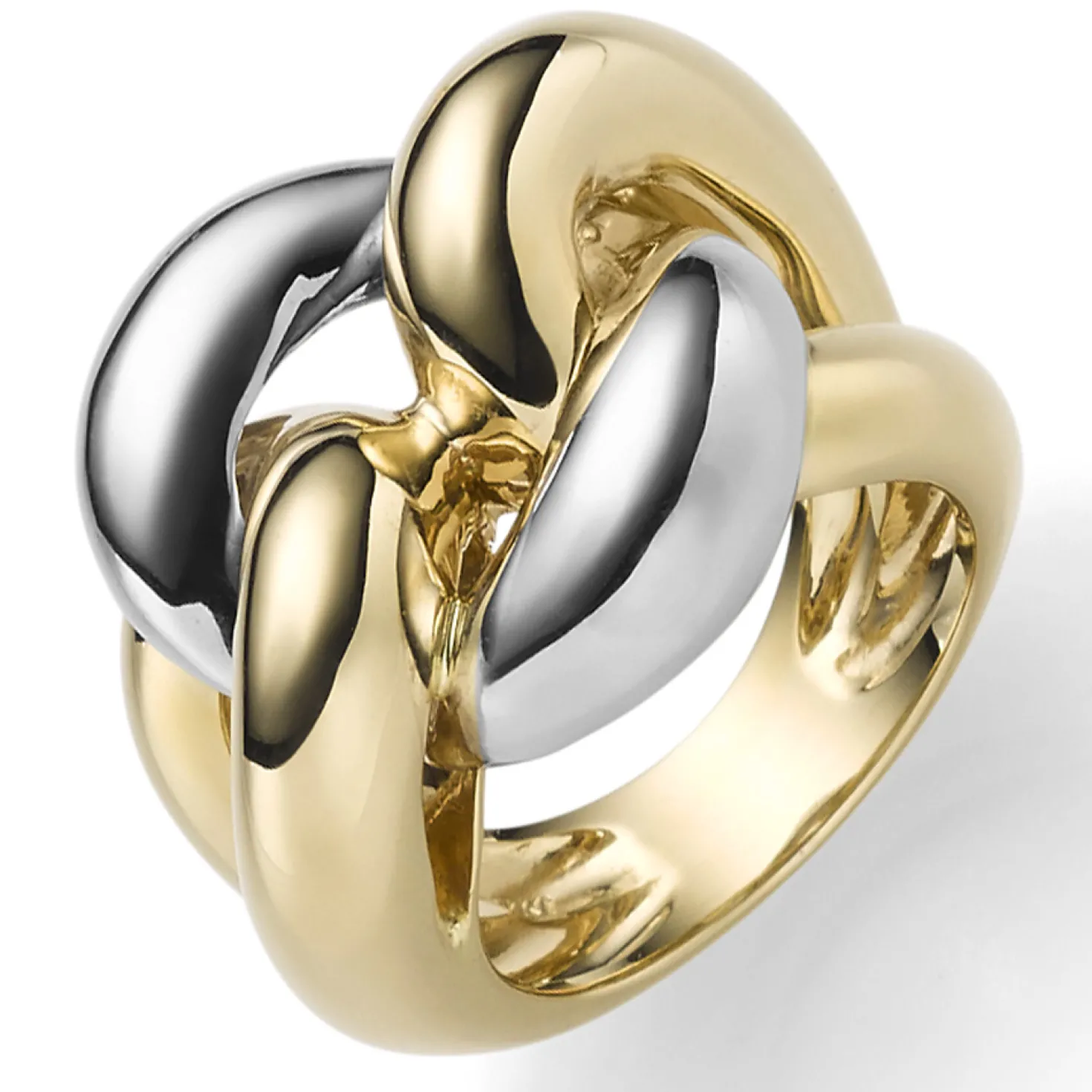 Breiter Ring Damenring aus 585 Gold gelb/weiß bicolor B: 21mm