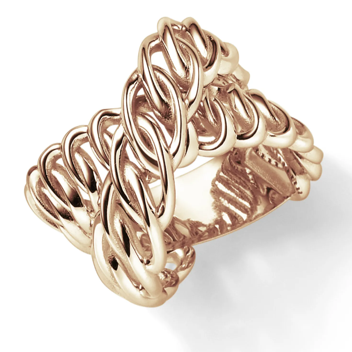 Breiter Ring Damenring aus 585 Gold Rotgold Breite 18mm gekreuzt