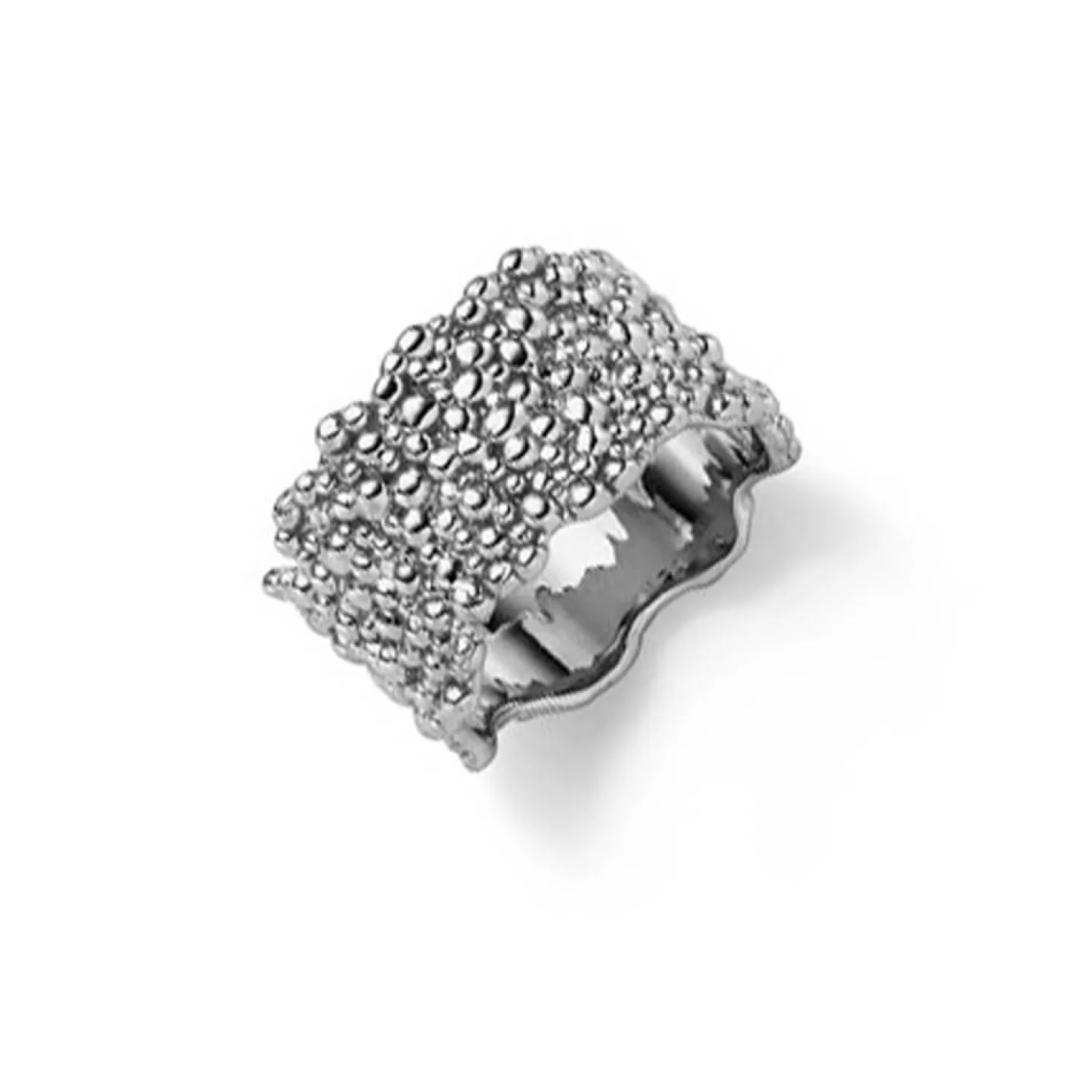 Breiter Ring Damenring aus 585 Gold Weißgold Fingerring gewellt 11mm breit