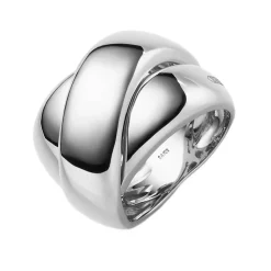 Breiter Ring Damenring aus 585 Gold Weißgold glänzend Breite 19mm