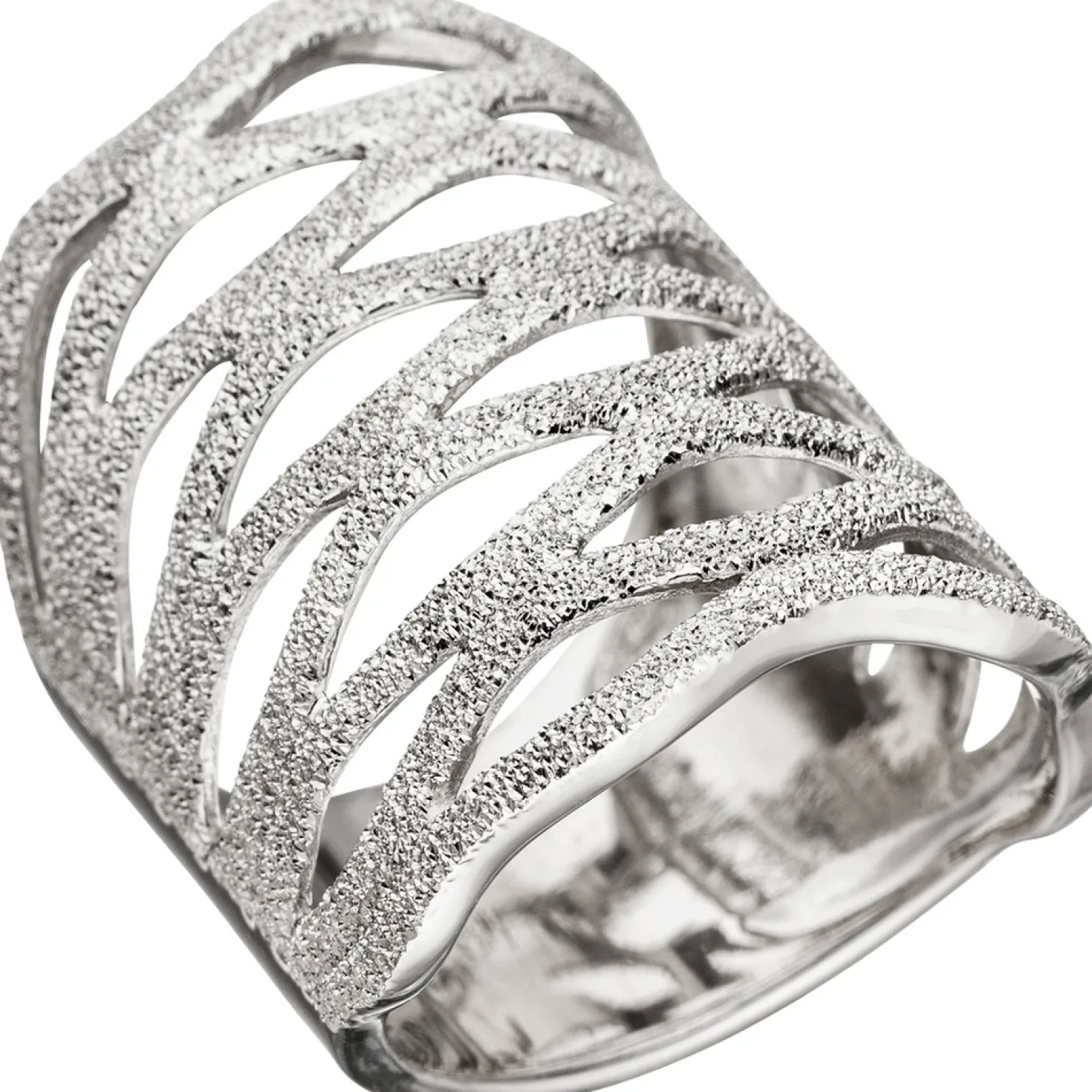 Breiter Ring Damenring aus 925 Silber mit Struktur Breite 26 mm Silberring