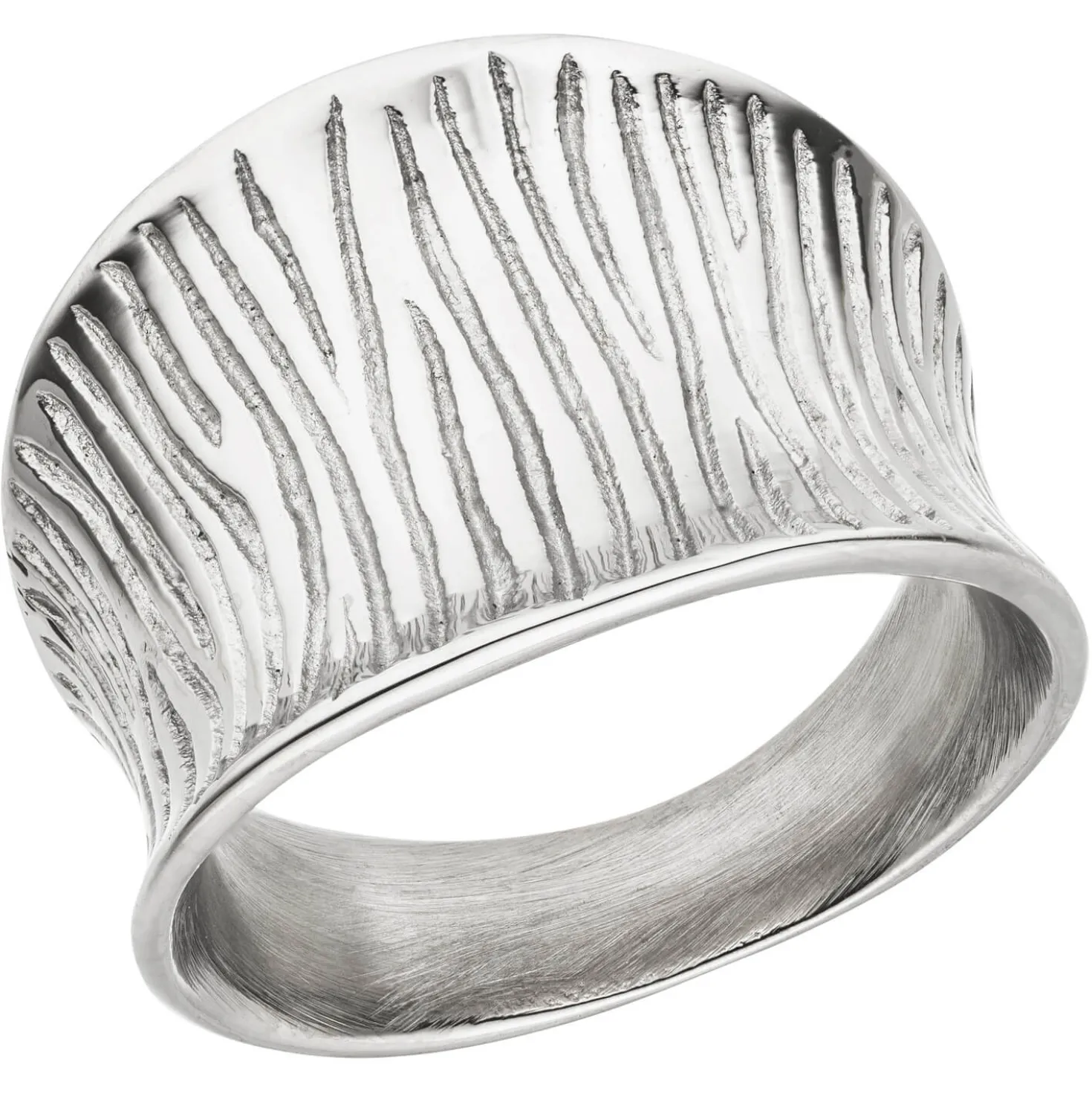 Breiter Ring Damenring mit Struktur Edelstahl Breite 16,9mm Edelstahlring