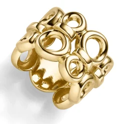 Breiter Ring mit Kreisen 585 Gold Gelbgold glänzend Breite 19mm
