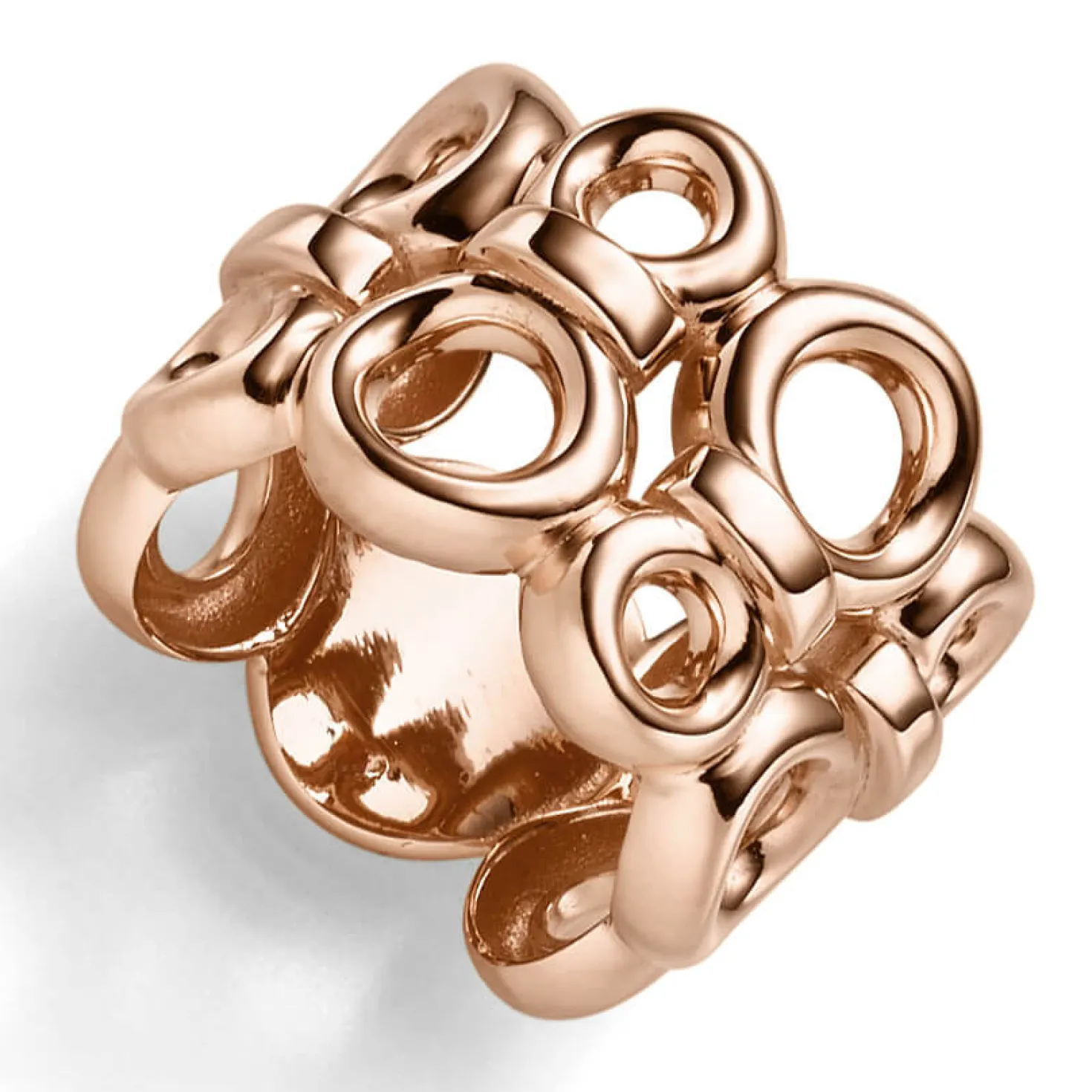 Breiter Ring mit Kreisen 585 Gold Rotgold glänzend Breite 19mm