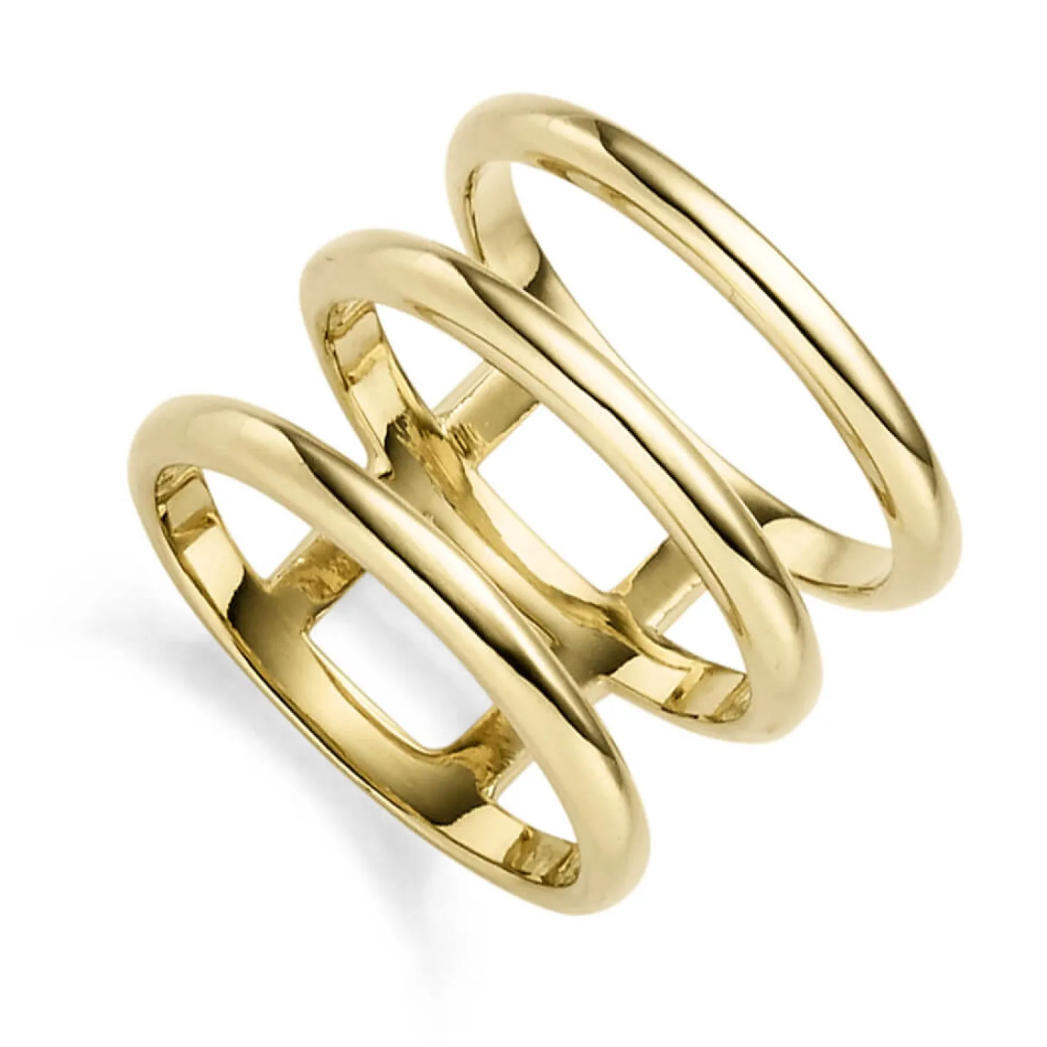 Breiter Ring 3-reihig aus 585 Gold Gelbgold glänzend Breite 16mm Goldring