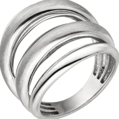 Breiter Ring 5-reihig aus 925 Silber matt-glänzend rhodiniert B: 20,9mm Damen