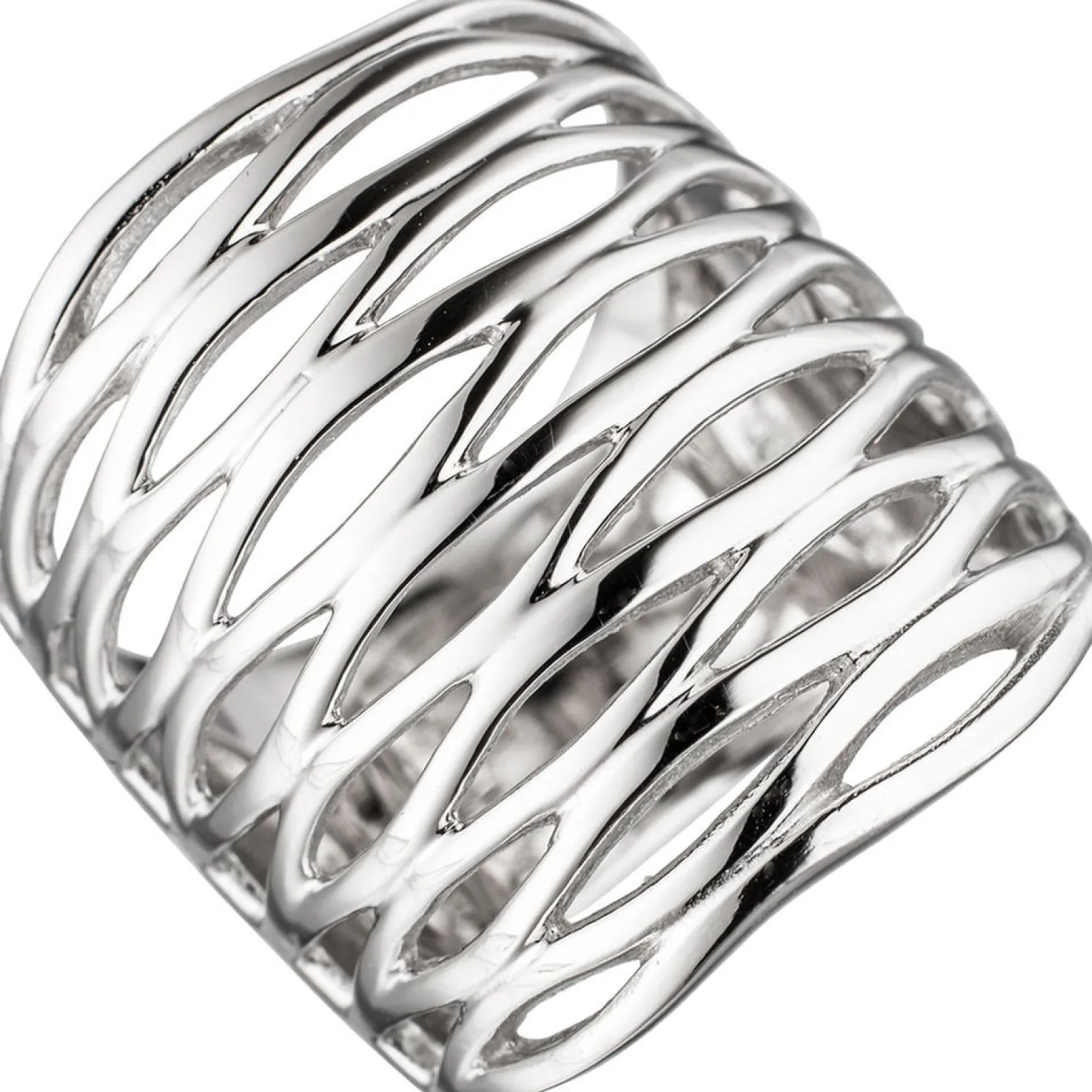 Breiter Silberring Ring Damenring, 24,6mm breit 925 Silber rhodiniert, Damen