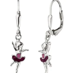 Brisur -Ohrhänger Boutons Tänzerin Ballerina mit pink-lila Lackierung 925 Silber