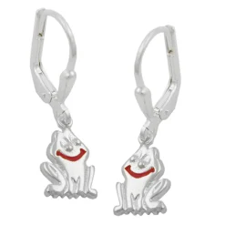 Brisur Ohrhänger 25x7mm Ohrringe lächelnder Frosch aus echtem 925 Silber Kinder