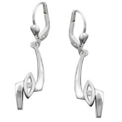 Brisur Ohrhänger 36x8mm Ohrringe mit Zirkonia schlicht echtes 925 Silber Damen