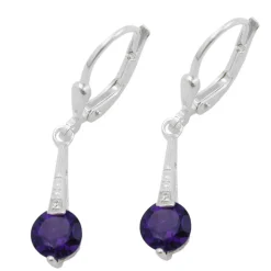Brisur Ohrringe Ohrhänger 29x5mm mit Amethyst und Zirkonia 925 Silber Damen