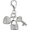 Charm Schloss mit Schlüssel zum Herzen 925 Silber 14 Zirkonia Anhänger 10x11,4mm