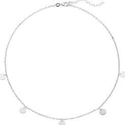 Collier Ankerkette Halskette 925 Silber mit 5 runden Anhänger Plättchen 39-44cm