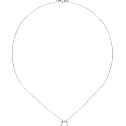 Collier Ankerkette mit Anhänger Kreis mit Zirkonia weiß schlicht 925 Silber 43cm