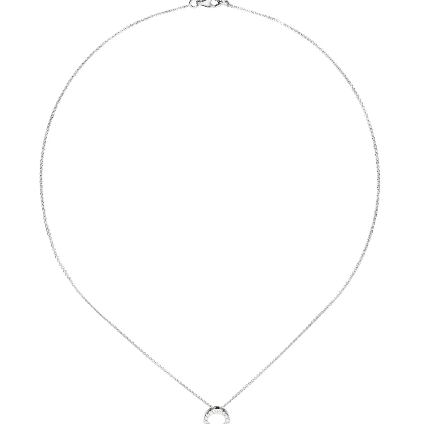 Collier Ankerkette mit Anhänger Kreis mit Zirkonia weiß schlicht 925 Silber 43cm
