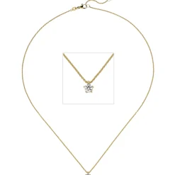 Collier Ankerkette mit Anhänger Solitär Diamant 0.15Ct 585 Gelbgold 45cm