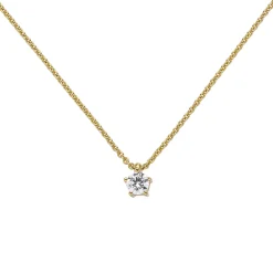 Collier Ankerkette mit Anhänger Solitär Diamant 0.15Ct 585 Gelbgold 45cm