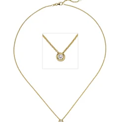 Collier Ankerkette mit Anhänger Solitär Diamant 0.15Ct 585 Gelbgold 45cm