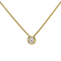 Collier Ankerkette mit Anhänger Solitär Diamant 0.15Ct 585 Gelbgold 45cm