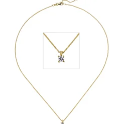 Collier Ankerkette mit Anhänger Solitär Diamant 0.15Ct 585 Gelbgold 45cm