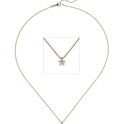 Collier Ankerkette mit Anhänger Solitär Diamant 0.15Ct 585 Rotgold 45cm