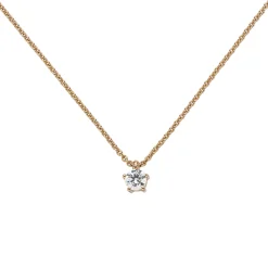 Collier Ankerkette mit Anhänger Solitär Diamant 0.15Ct 585 Rotgold 45cm