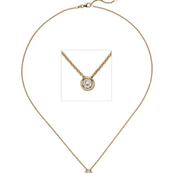 Collier Ankerkette mit Anhänger Solitär Diamant 0.15Ct 585 Rotgold 45cm