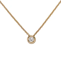 Collier Ankerkette mit Anhänger Solitär Diamant 0.15Ct 585 Rotgold 45cm
